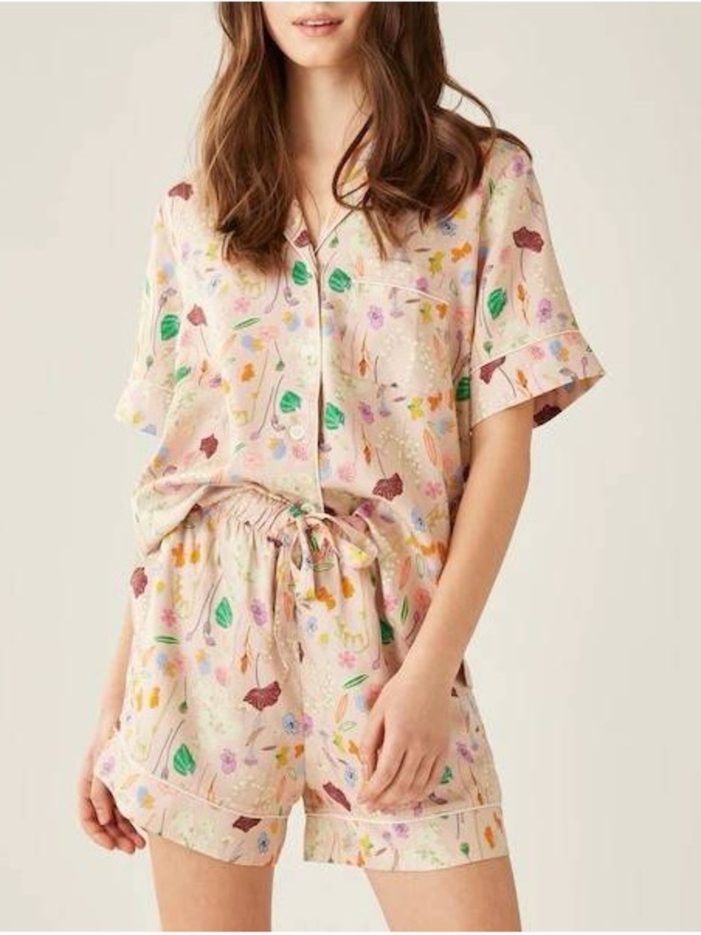 [SET] Love & Lore Tencel Floral Printed Short Pajama Set in Blush